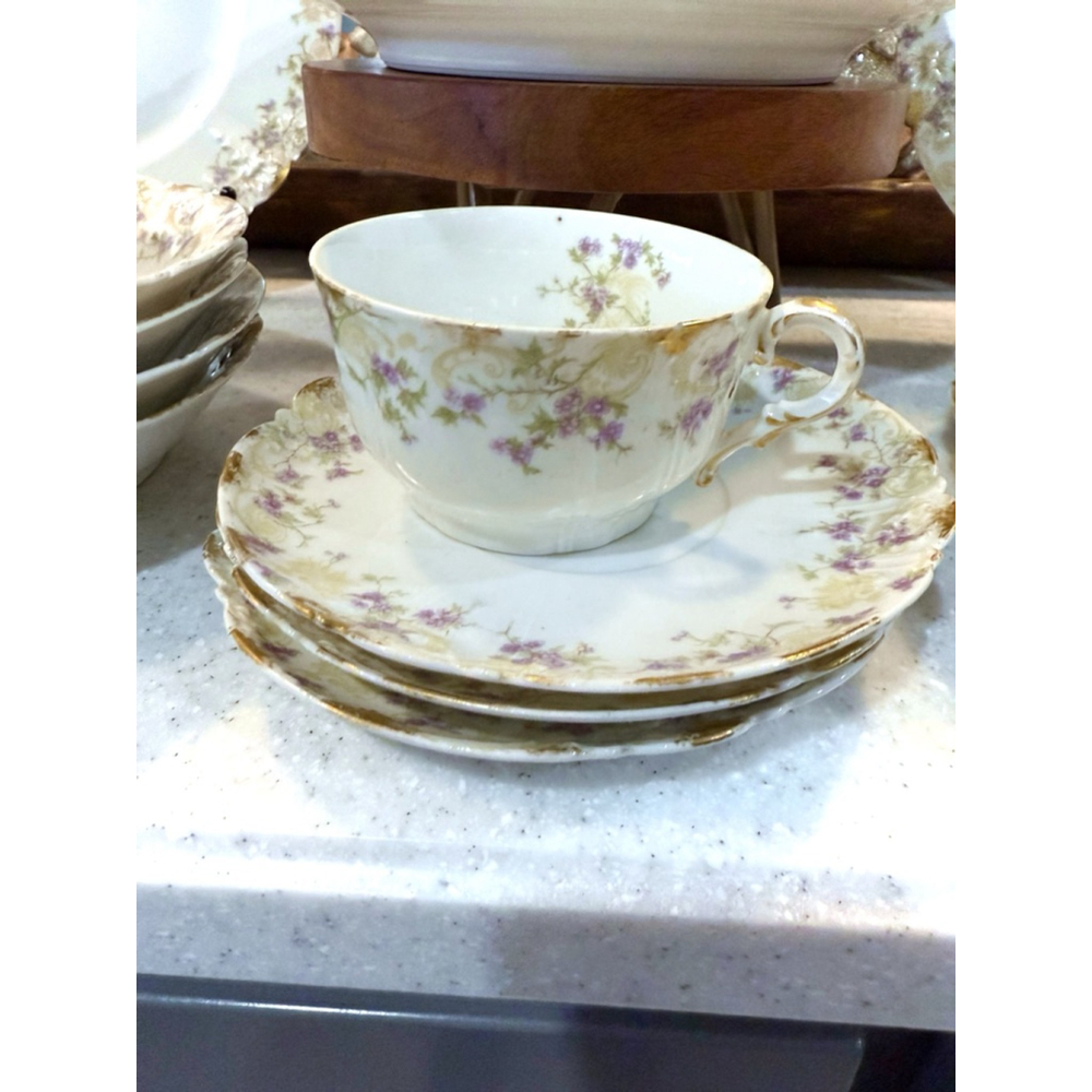 Limoges Lavender Porcelain Plates, Saucers, Cups, Bowls - Picture 12 of 16